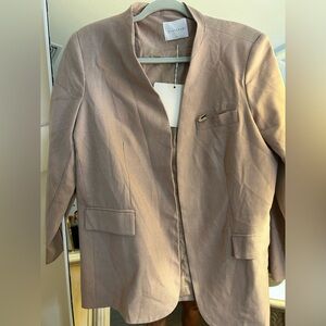NEW Tan Collarless Lined Career Blazer Large